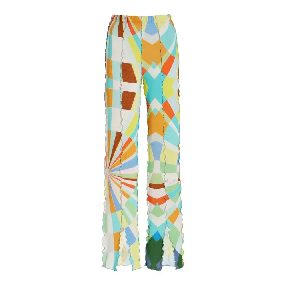 Siedres Vibrant Multicolor Kaleidoscope-Print Jersey Slim-Leg Pants Size XS - Picture 1 of 5